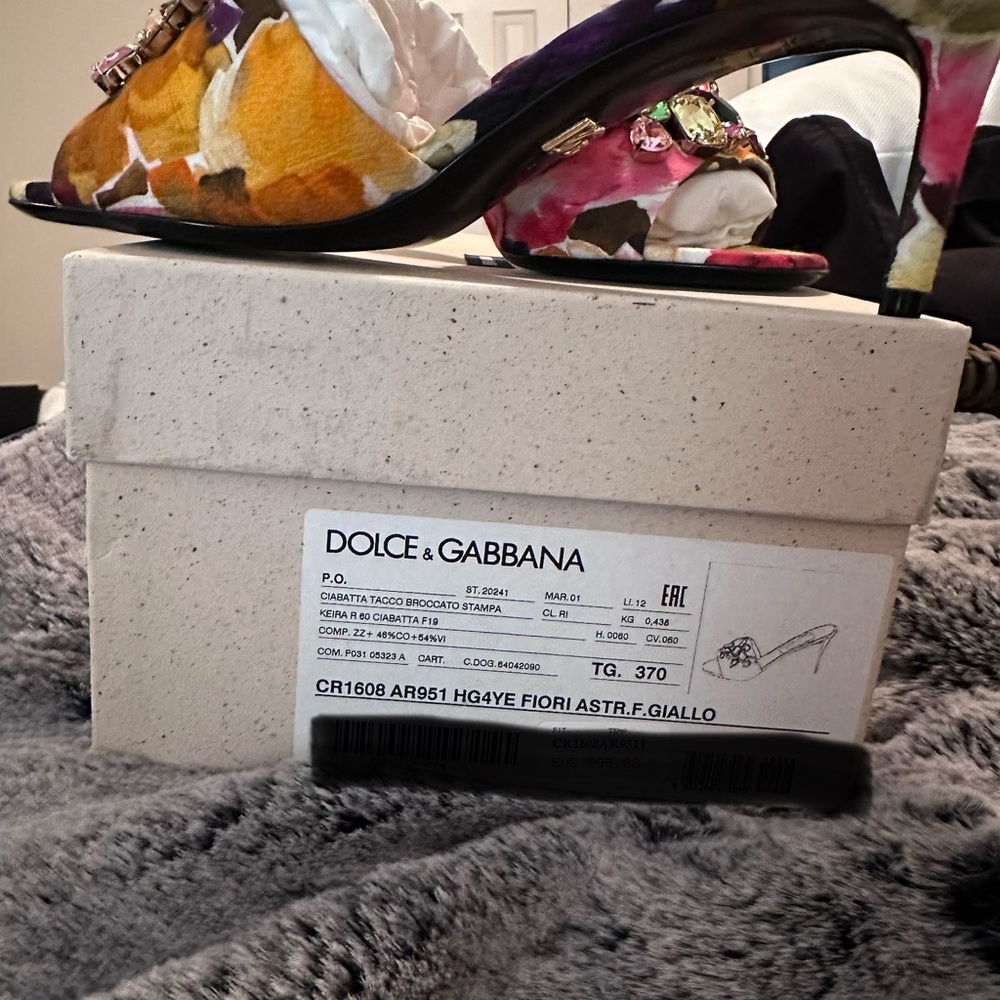 Dolce & Gabbana Floral Heels - Purple and Yellow